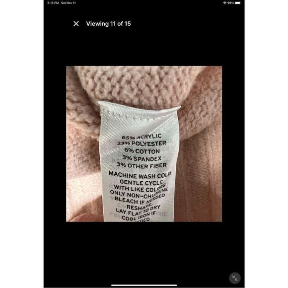 Caslon Sweater Pink Rocking Stripe Crew Neck Wide Ribbed Hem Side Slits Medium - Picture 8 of 15